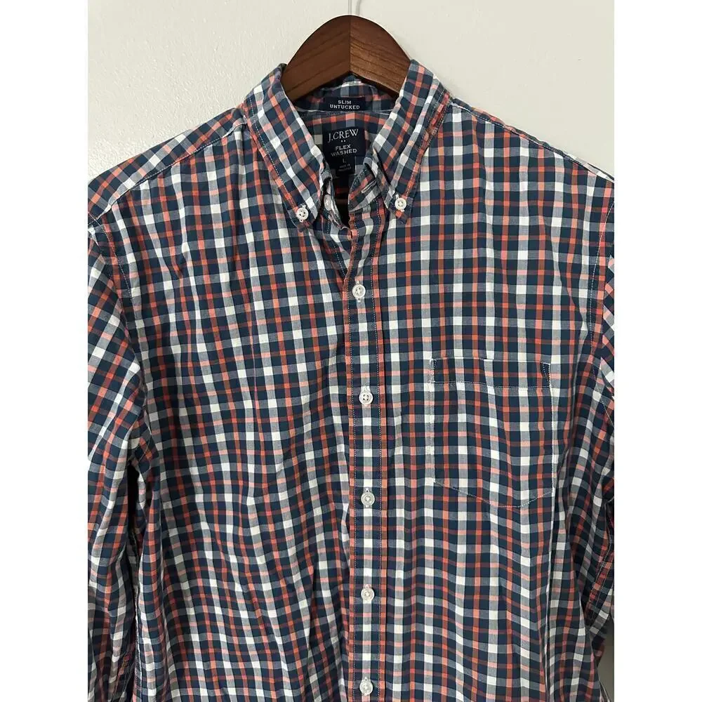 J.Crew Slim Untucked Flex Plaid Long Sleeve sz Large